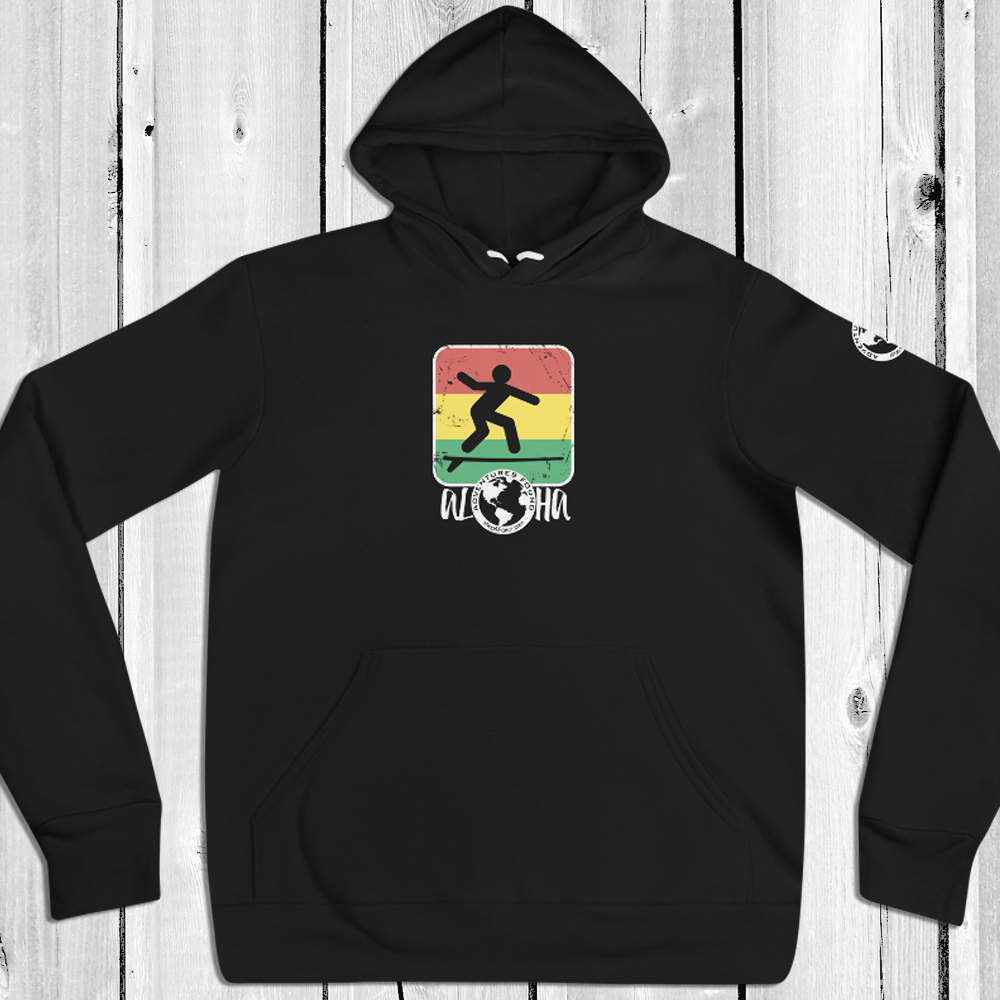 Aloha Rasta Surfing Icon Hoodie - Lightweight Relaxed Fit