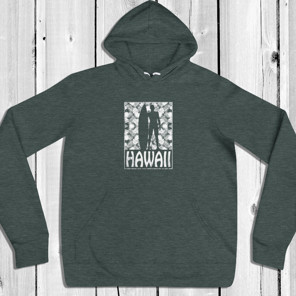 Hawaii Surfer Palm Fronds Hoodie - Lightweight Relaxed Fit