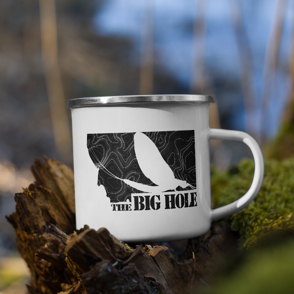 Big Hole River Montana Mayfly Enamel Camp Mug- Small 12oz