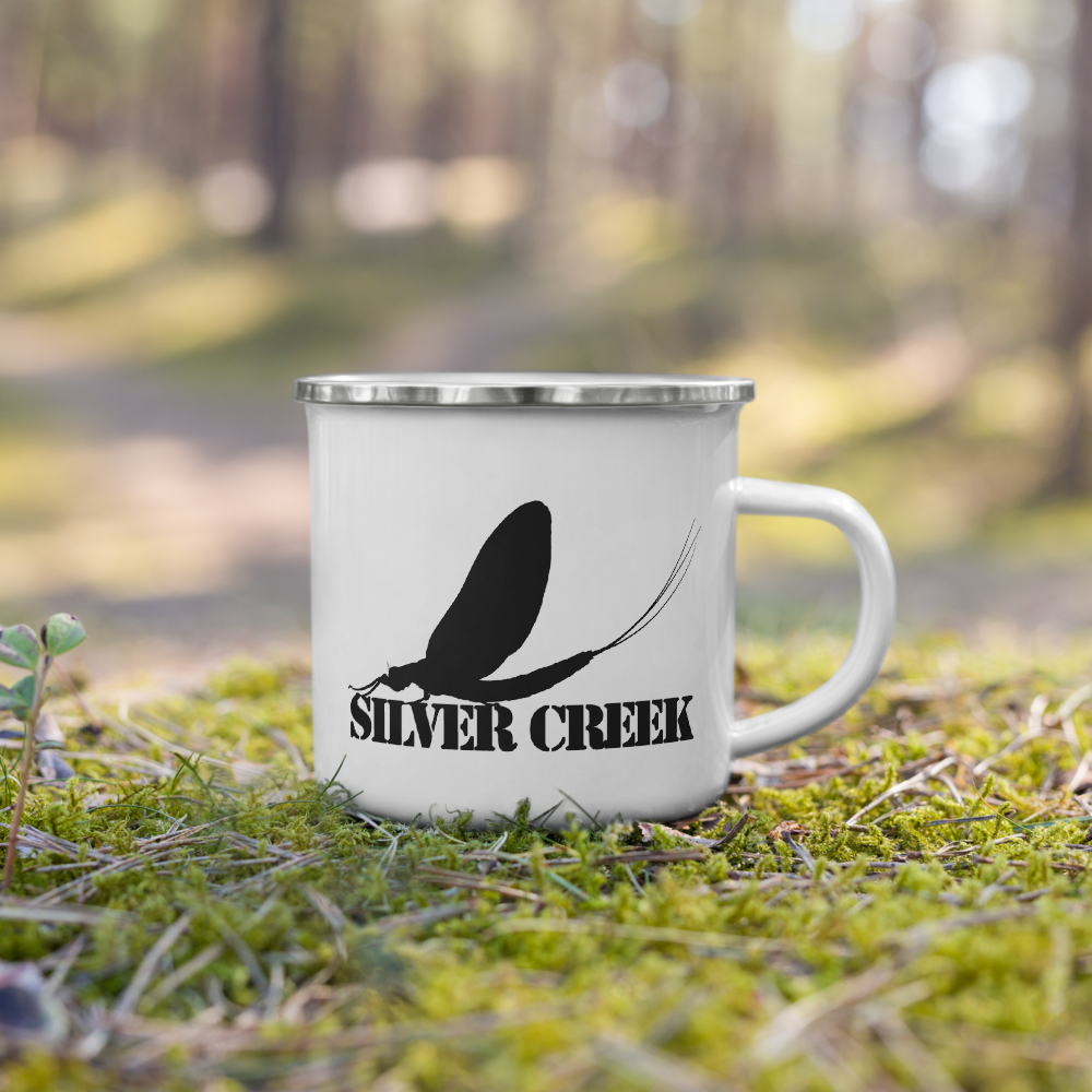 Silver Creek Brown Drake Mayfly Enamel Camp Mug - Small 12oz