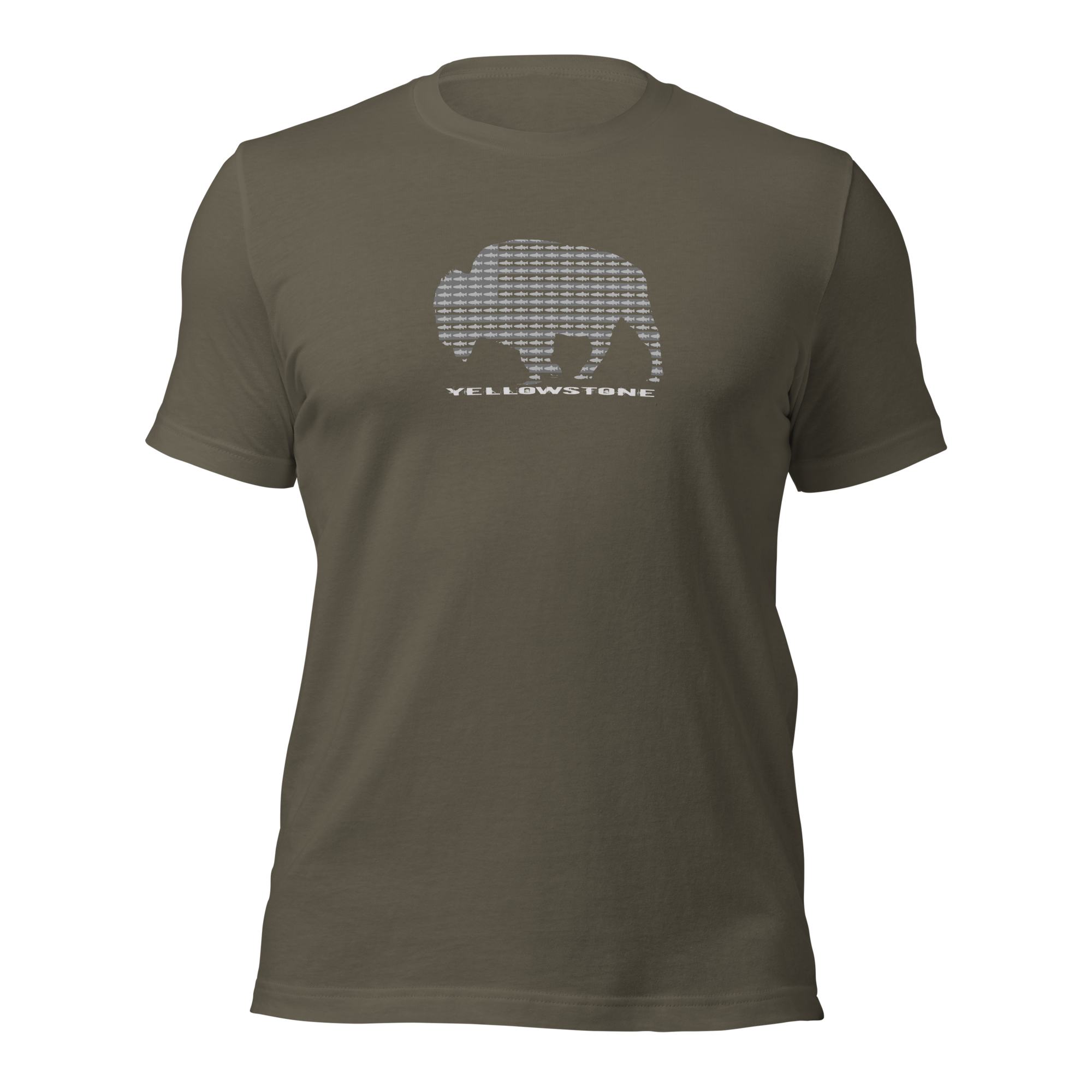 Yellowstone Bison Trout Mosaic Flag Tee